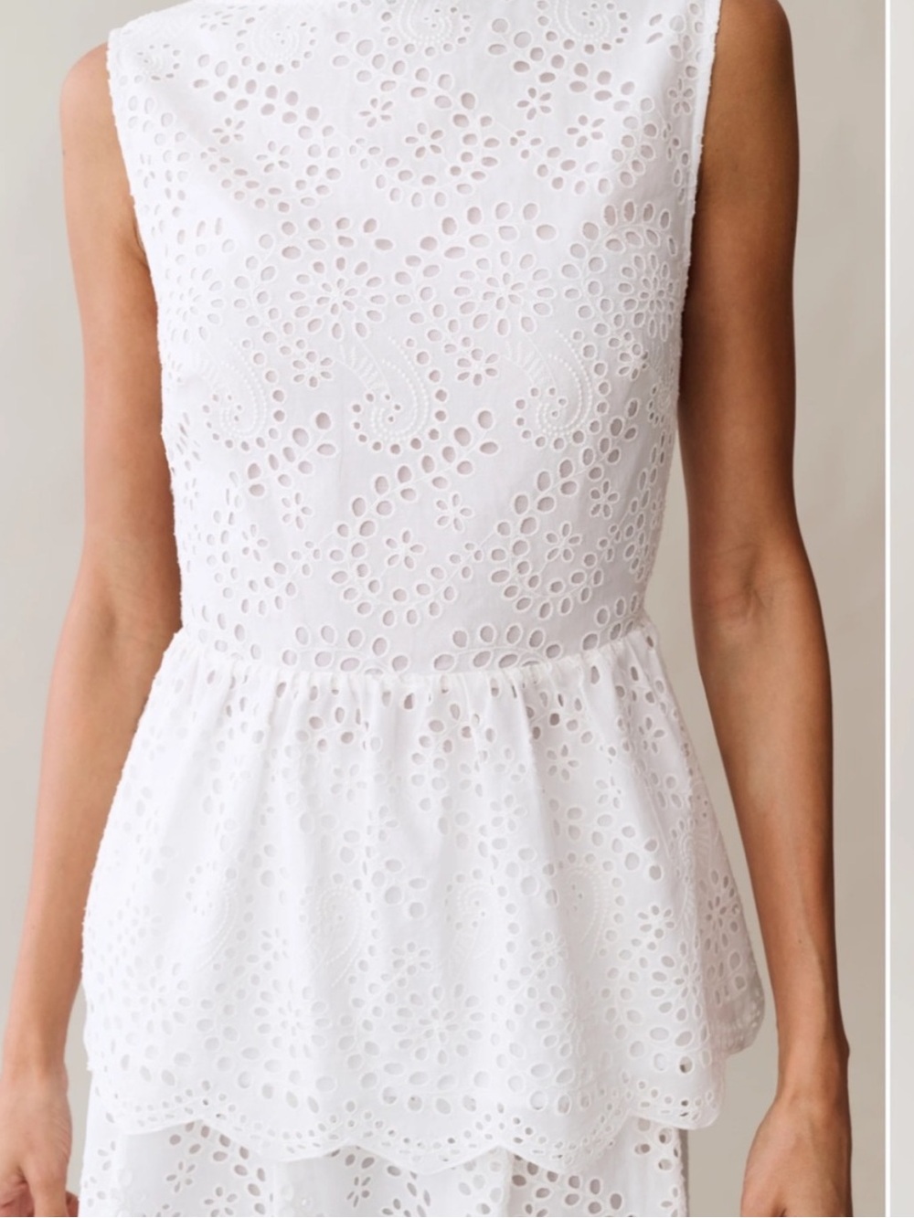 o.p.t Pilar Cotton White Eyelet Few Moda Top Size 6